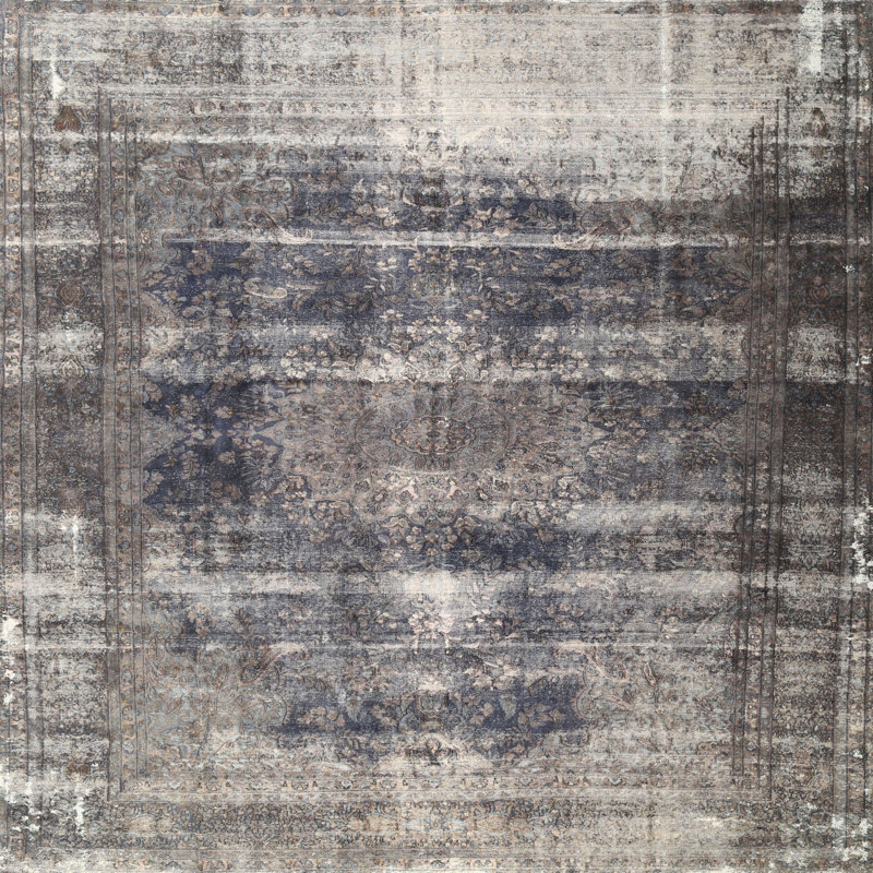 Tapis traditionnel gris / mauve Androscogin, Carré 8 pi