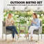 3 Piece Grey Rattan Bistro Set with 2 Cushioned Chairs and 2-Tier Glass Top Coffee Table, Garden Balcony Furniture with Steel Frame
