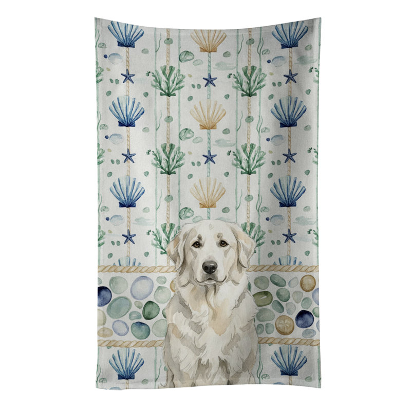 Serviette de cuisine blanche en verre, Blanc des Grandes Pyrénées