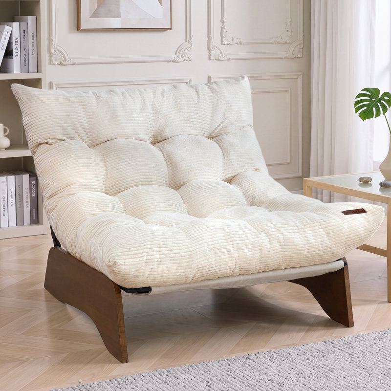 Fauteuil de salon ajustable, fauteuil lounge 3 positions, dossier réglable, fauteuil d'appoint capitonné, Beige-Corduroy