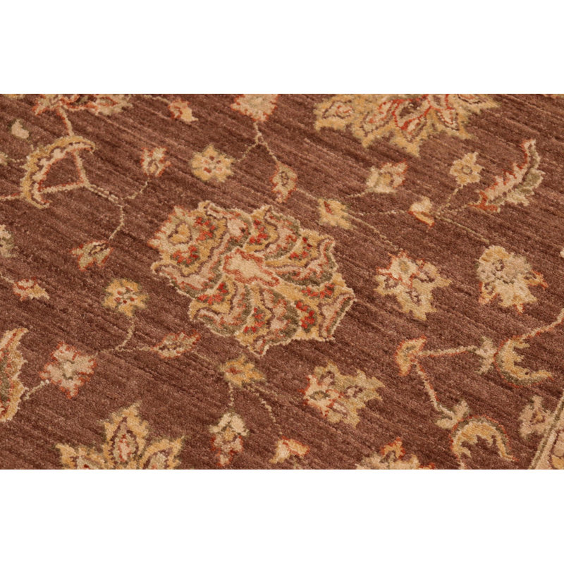 Tapis brun / or en laine noué à la main 7 pi 10 po x 12 pi 9 po Abbigail Southwestern