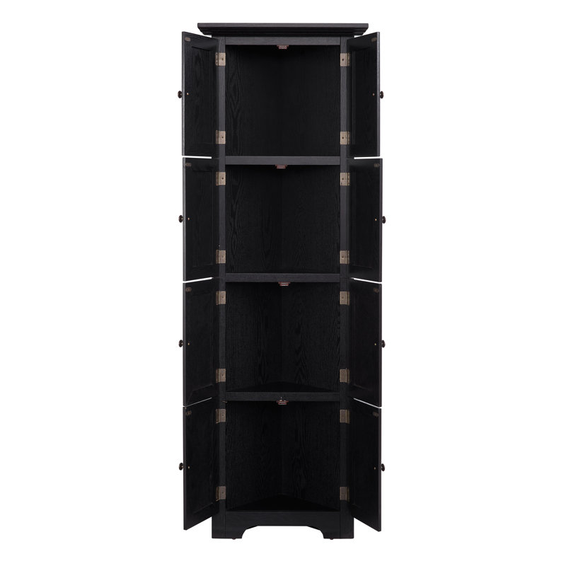 Armoire de rangement de coin 72 pouces à quatre niveaux, Noir