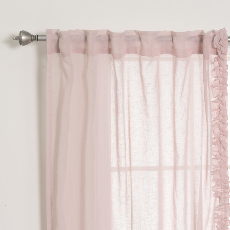 Paire de rideaux semi-transparents avec passe-tringle Raphaelle, Rose