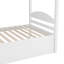 Lit simple superposé en forme de L avec lit gigogne en blanc, option de disposition polyvalente, peut accueillir plusieurs personnes. Fabrication en pin massif. Option de sommeil pour les familles. Pour 6 personnes et plus. Pas de boîte à ressorts. Capacité de 300 lb