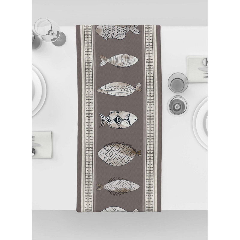 Glascock Polyester Table Runner, Brown