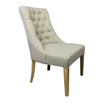 Chaise d'appoint rembourrée 28 po taupe et capitonnée naturelle