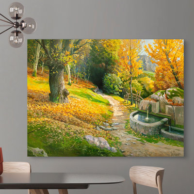Landscape, Refreshments on the Mountain Path by Adriano Galasso - Wrapped Canvas Art Prints