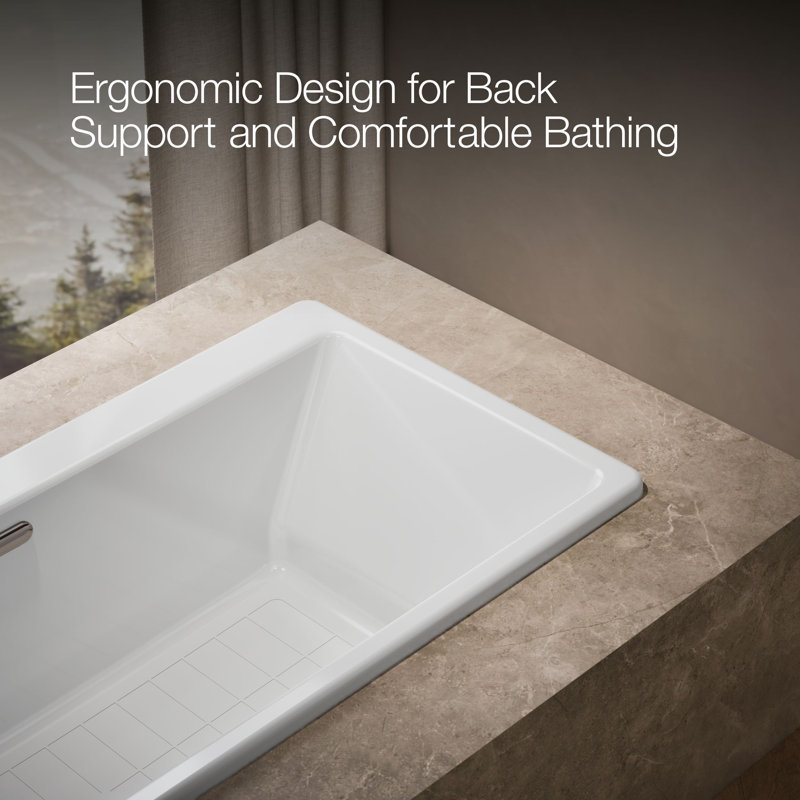 Reve® 67" x 32" Drop In Soaking Cast Iron Bathtub, White