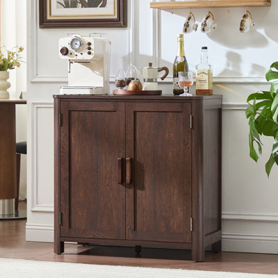 Sideboard Buffet Cabinet With Storage, 31.5" Arc-Shaped Credenza With 2 Doors & Adjustable Shelves, Mid Century Modern Coffee Bar Cabinet For Kitchen, Living Room, Entryway