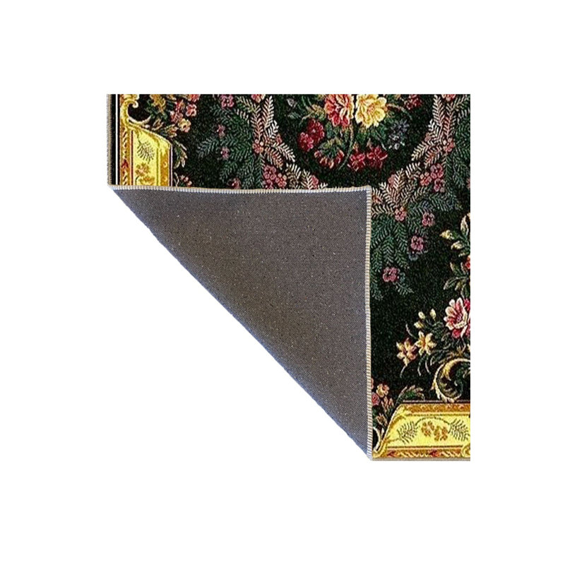 Tapis jaune lavable à motif tissé moderne traditionnel, Sous-tapis rectangulaire 2 pi 6 po x 4 pi 11 po