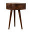 Table de chevet demi-cercle en bois châtaignier, pieds nordiques, brun foncé