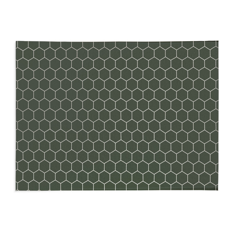 Comb Taupe Kids Play Mat, Chimichurri/Green, Rectangle 2' x 3'