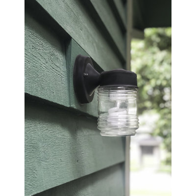Greta 7.38"" H Integrated LED Outdoor Wall Lantern -  Breakwater Bay, BB301C57285B4F5AB0DFAD6D7B4B4496