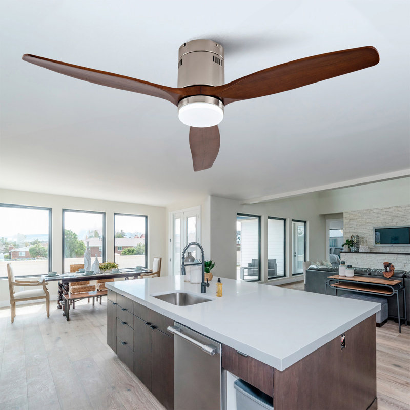 Ventilateur de plafond moderne de 52 pouces avec moteur à courant continu réversible à télécommande 3 lumières à DEL 3 couleurs à intensité variable