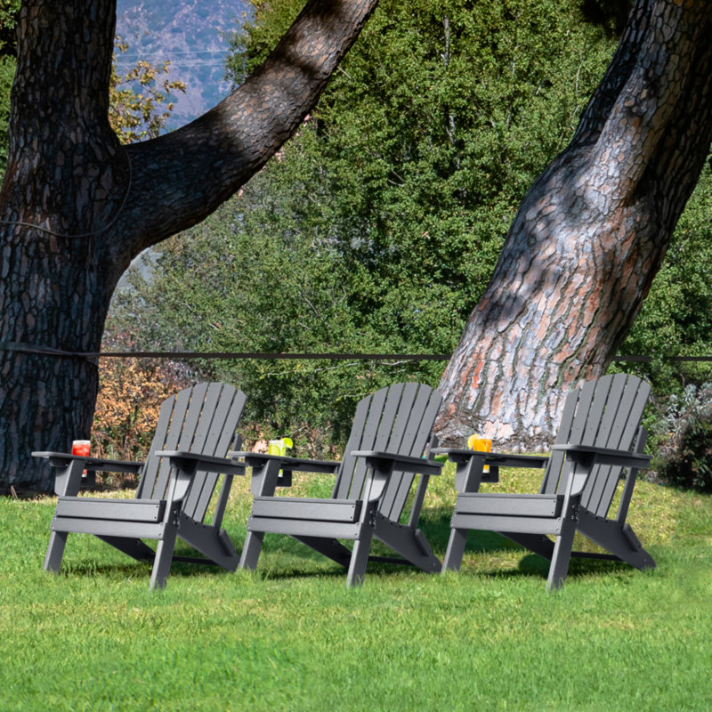Chaise Adirondack pliante en plastique avec dossier réglable, Gris
