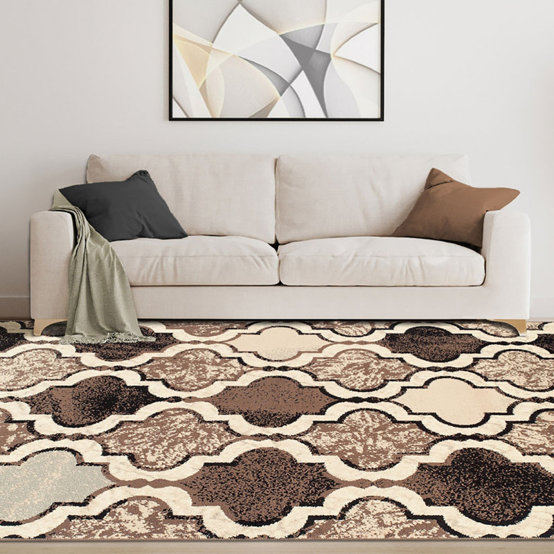 Tapis ivoire quadrilobe multicolore 8 pi x 10 pi