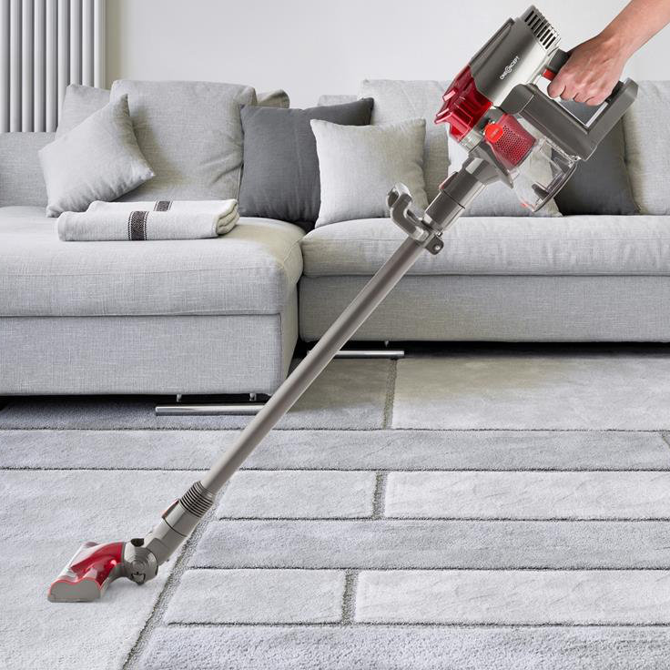 oneConcept Cordless Bagless Handheld Vacuum, Red/Silver