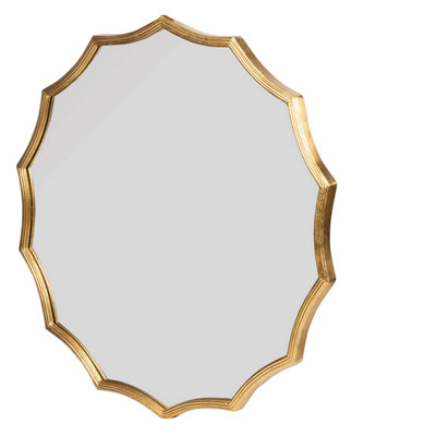 Round Sunburst Wall Mirror With Gold Finish