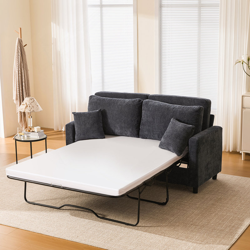 Sleeper Sofa Bed, Pull Out Couch With Mattress, 81.5'' 3 Seater Upholstery Sectional Couches, Modern Linen Convertible Sofa, Living Room Furniture For Small Spaces, Apartment, Studio