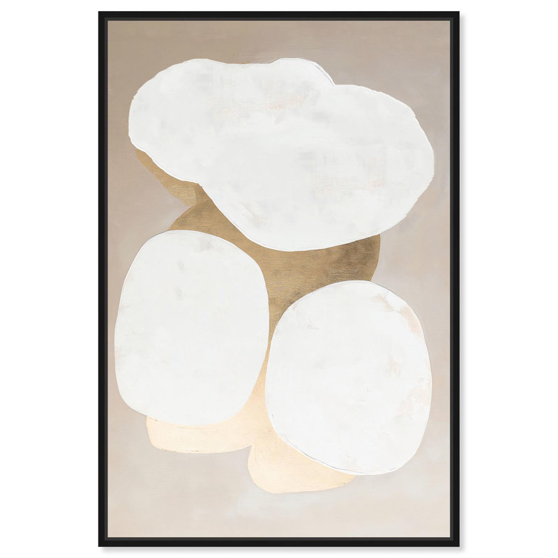 «Stacked Stones II Canvas Modern Boho Abstract» par , Cadre flottant noir, H 37 po x l 25 po
