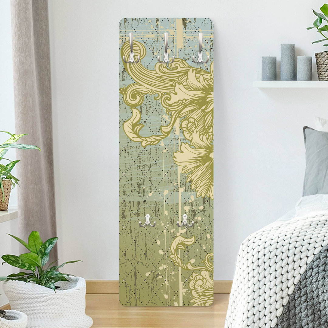 Otto 5 - Hook Wall Mounted Coat Rack in Green