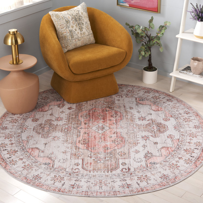 Maritess Machine Washable Southwestern Rug, Round 6'