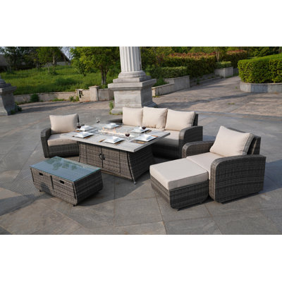 Woodbridge 6 - Person Patio Conversation Set with Cushions