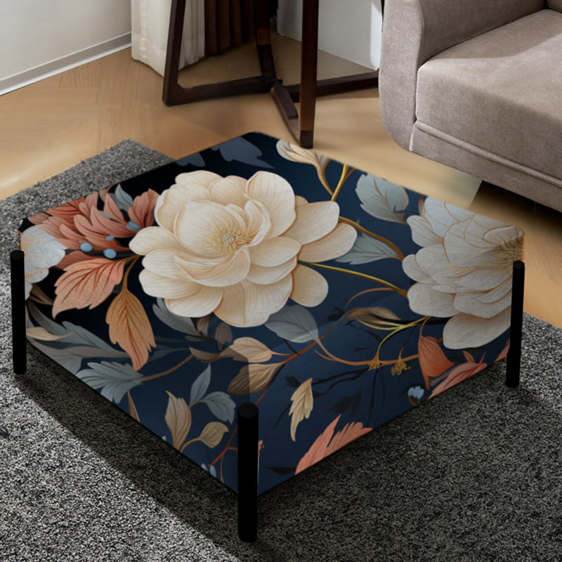 Motif discret Moody au clair de lune - Grand repose-pieds carré floral