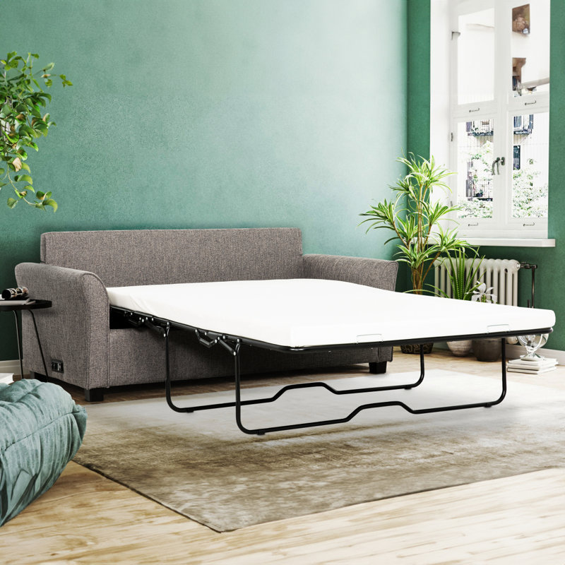 Canapé-lit convertible avec ports USB, canapé-lit double pour salon moderne, gris