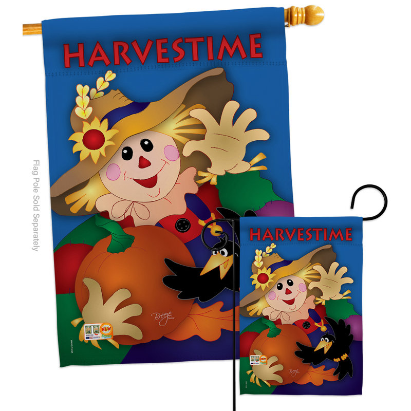 Harvestime à impressions décoratives 40 x 28 po de polyester décoratif 2 côtés ensemble de drapeau