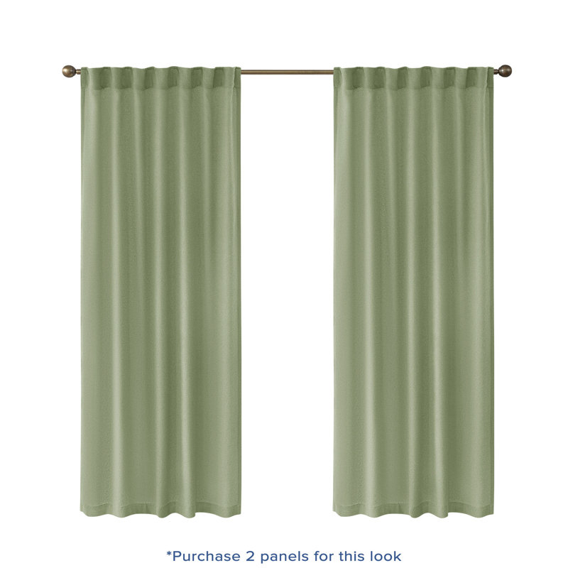 Semi-Sheer Light Filtering Back Tab Single Curtain Panel, Olive, 52" W x 96" L