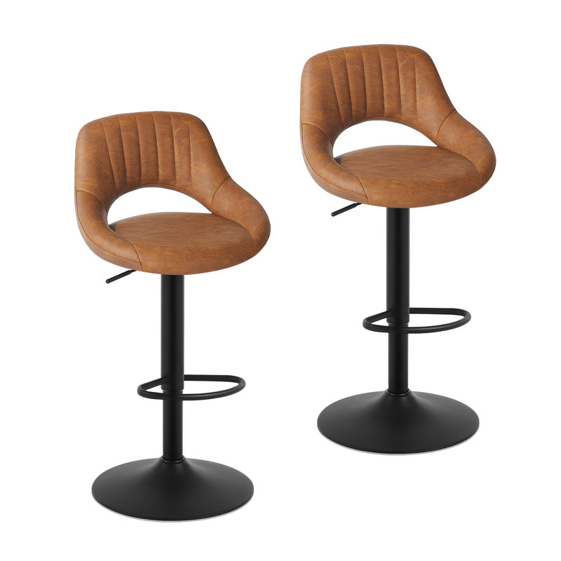 Simonsen Swivel Upholstered Adjustable Height Counter Stool with Metal Frame, Brown