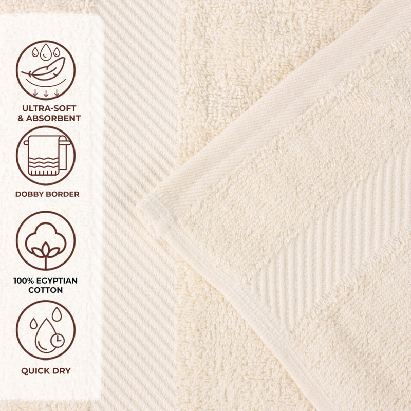 Rei Certified Egyptian Cotton Medium Weight Solid Luxury 2 Piece Bath Sheet Set, Ivory