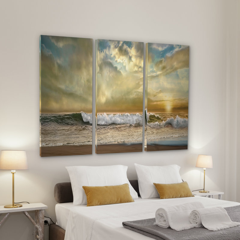 «Evening Wave» - image multi-pièces sur toile, H 40 po x l 60 po x P 1,5 po