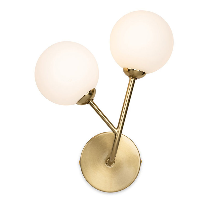 Armed Sconce, Brushed Brass, White