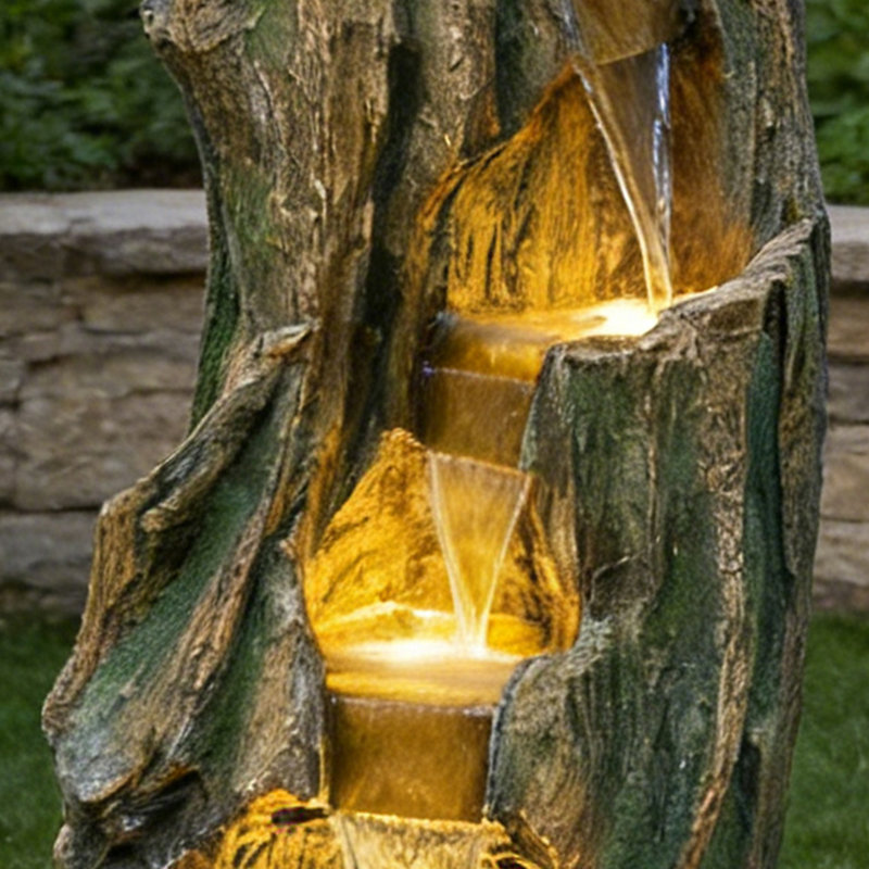 Fontaine d'extérieur en cascade avec lumières DEL pour cour de jardin