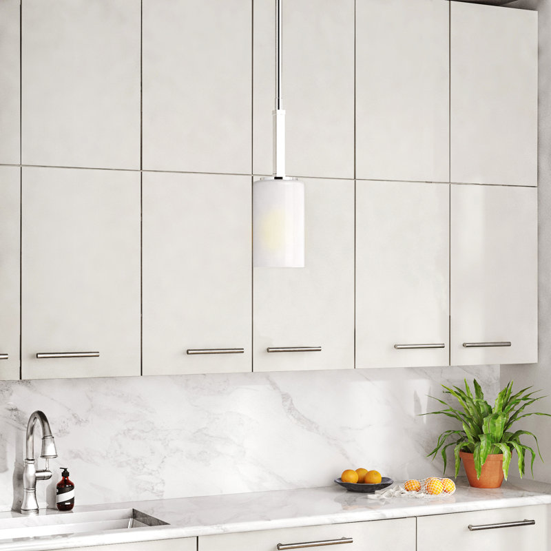 Luminaire suspendu cylindrique simple à 1 lumière Charvic, Nickel brossé