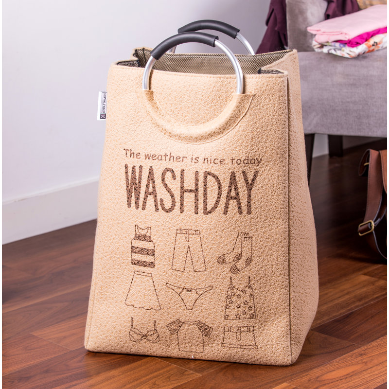 Fabric Laundry Bag with Handles, Brown