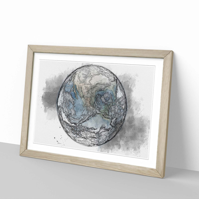 View of the Earth in Abstract - Picture Frame Graphic Art Print, Oak, 50cm H x 76cm W x 2cm D