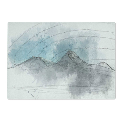 Tempered Glass Annapurna Massif Mountains Sketch Chopping Board