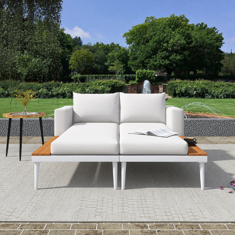 Lit de jour d'extérieur Modern, Coussin beige / structure blanche