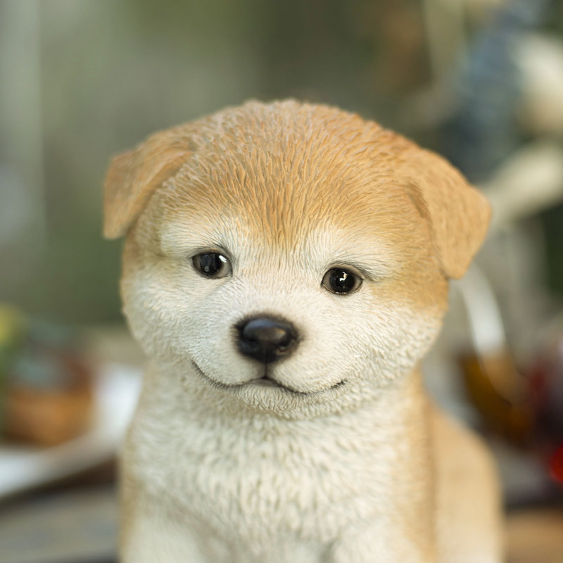 Brown Akita | Handpainted Decorative Puppy Statue for Home & Garden Decor | Premium Polyresin Dog Statue | Gift for Dog Lovers | Weather-Resistant Indoor/Outdoor Decor
