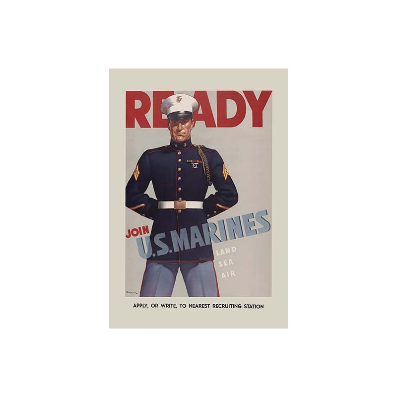 « ready-rejoin us marines », affiche rétro, H 36 po x l 24 po x P 1,5 po