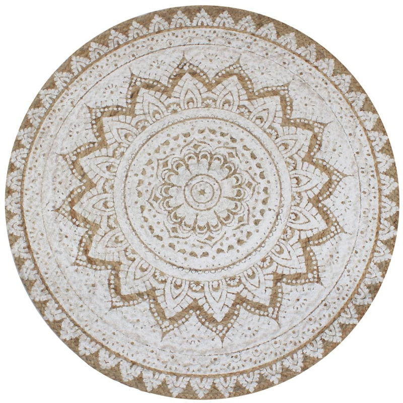 Lavoir Hand Knotted Natural/White Rug, Round 120cm
