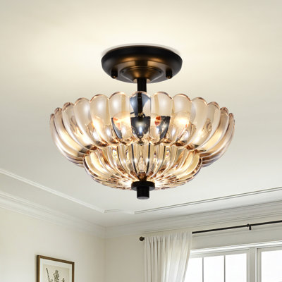 Plafonnier semi-encastré noir 3 lumières Chloe Modern