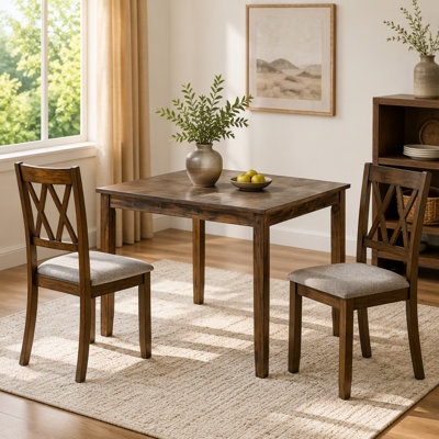Élégante table de salle à manger en bois 5 pièces avec 4 chaises, ensemble de table à manger pour 4 personnes, ensemble de table à manger moderne pour 4 personnes pour le salon, la cuisine et la salle à manger, noyer