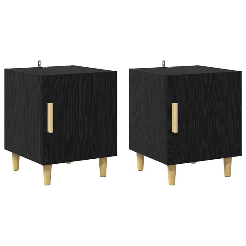 40cm W Manufactured Wood Bedside Table, Black Oak