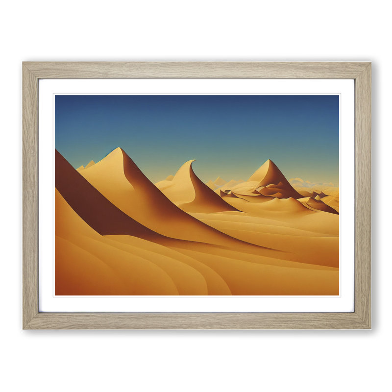 Desert Sand Dunes Vol.2 - Single Picture Frame Print, 25cm H x 34cm W x 2cm D, Oak