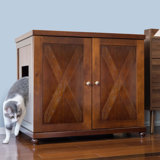 The Refined Litter Box - Wood Cat Litter Box Enclosure Cabinet with Drawer, Farmhouse Style + Feet