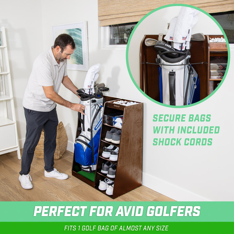 Gosports premium wooden golf bag organizer and storage rack - brown |  Oriental Trading